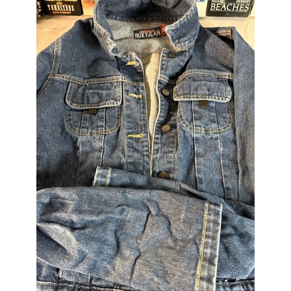 Vintage Made In USA Roxy-Quicksilver Women’s M Dk Blue Jean Jacket,Cuffed XL
